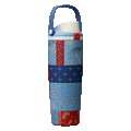 Owala FreeSip Sway 30oz, red, white, and blue paisley bandana patchwork body with white flip cap and light blue lid